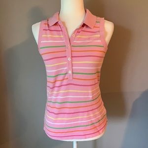 Lilly Pulitzer Y2K Striped Pink Sleeveless Polo